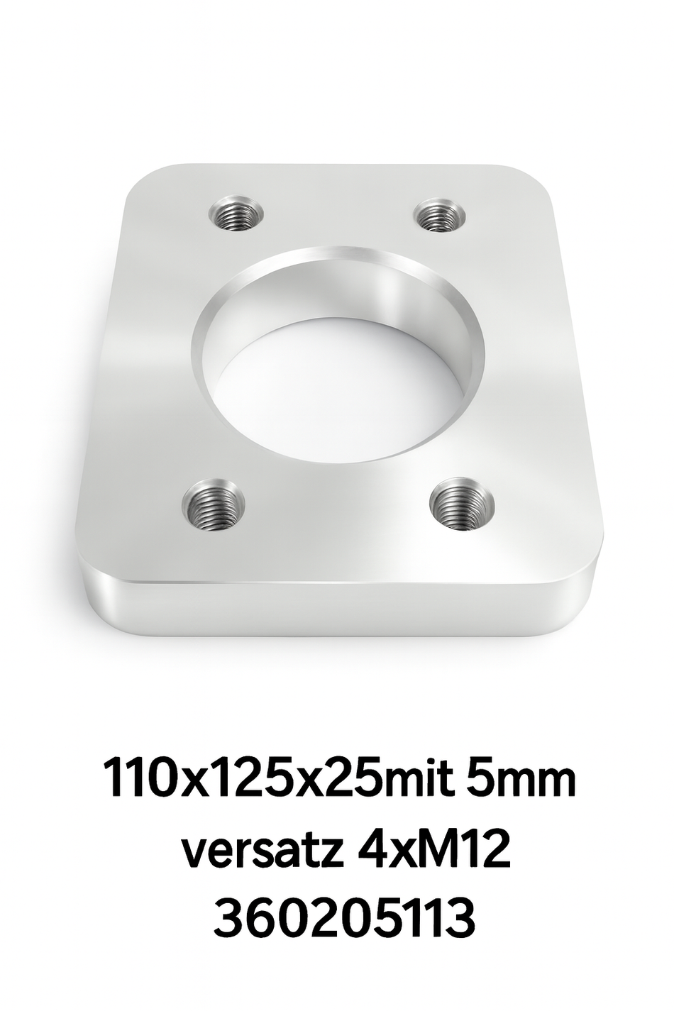 Aluminium Flansch  110x125x25mm mit 5mm Versatz  4xM12